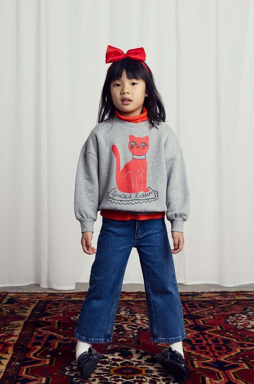 

Хлопковая толстовка Mini Rodini для мальчиков Cat, серый