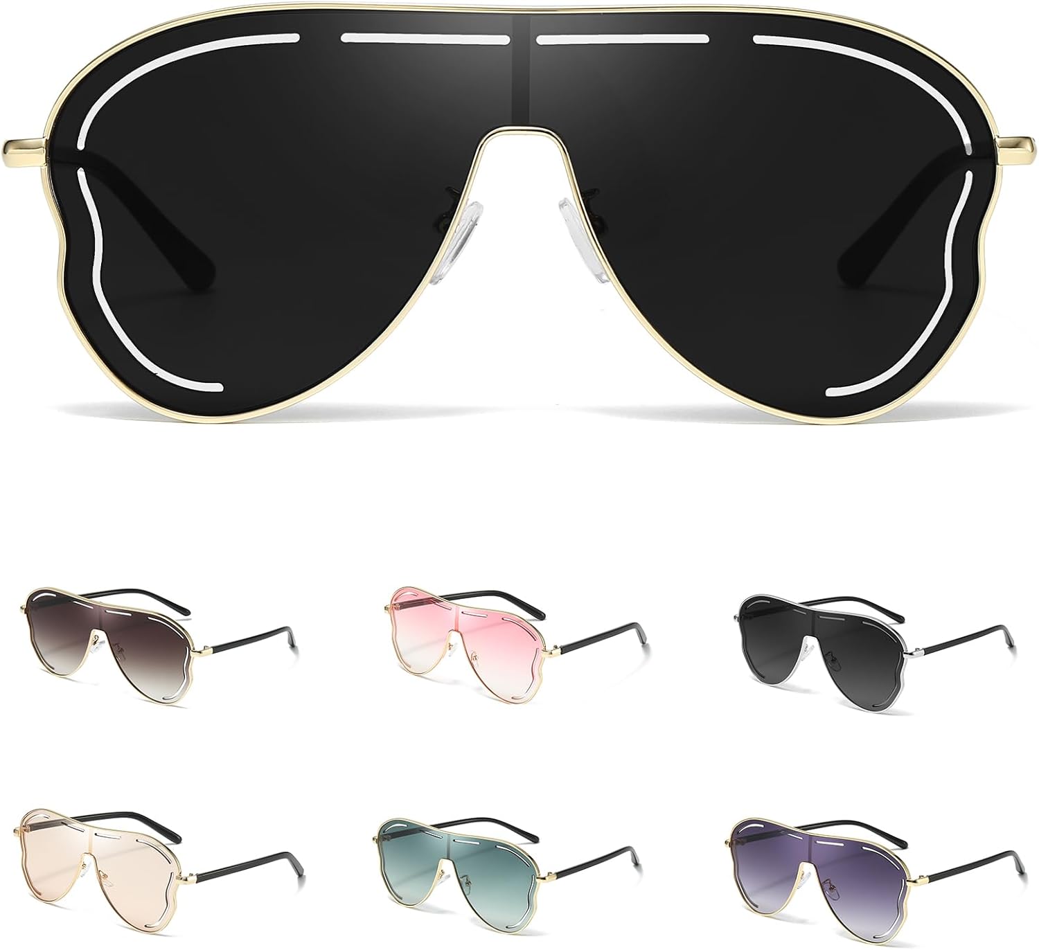 

Солнцезащитные очки-авиаторы LVIOE для женщин и мужчин, большие металлические солнцезащитные очки-авиаторы, модные солнцезащитные очки-щитки с защитой от УФ-излучения UV400, A1 Gold/Grey