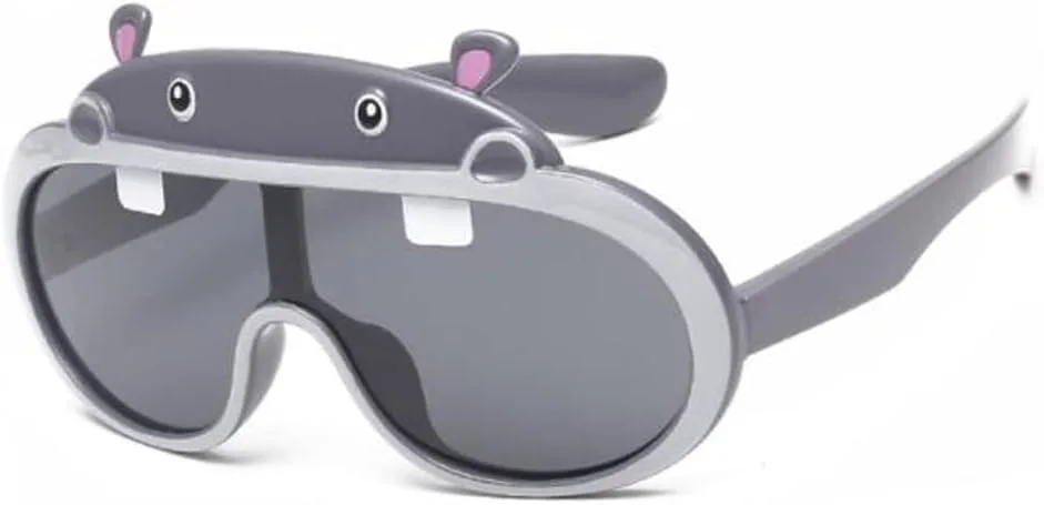 

Детские солнцезащитные очки с мультяшным бегемотом, силиконовые поляризованные солнцезащитные очки с защитой от УФ-излучения для мужчин и женщин Weloveushop, Gray