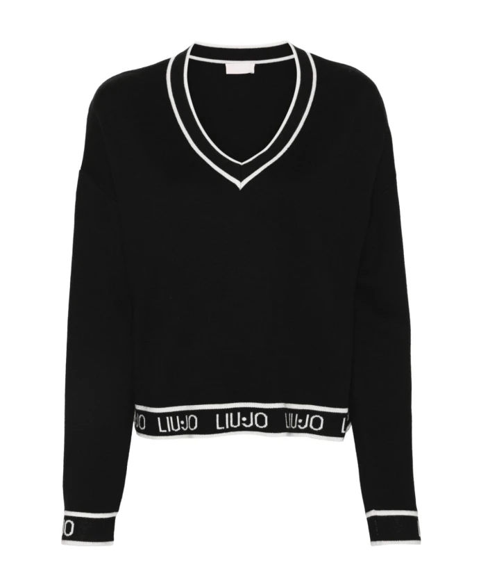 

Вязаный свитер с интарсией и полосками с логотипом. Liu Jo, черный