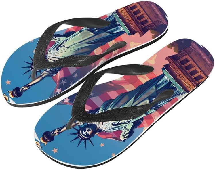 

Женские пляжные шлепанцы Semiouray с морской волной, милые ортопедические шлепанцы с лотосом, легкие плоские сандалии для дома и улицы на лето, Statue of Liberty