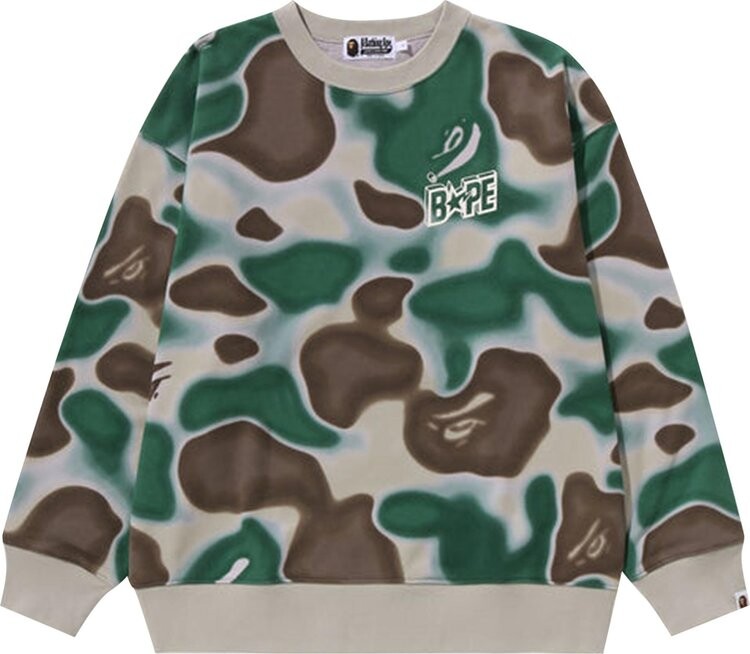 

Свитер BAPE Liquid Camo Bape Sta Crewneck 'Olive Drab', зеленый