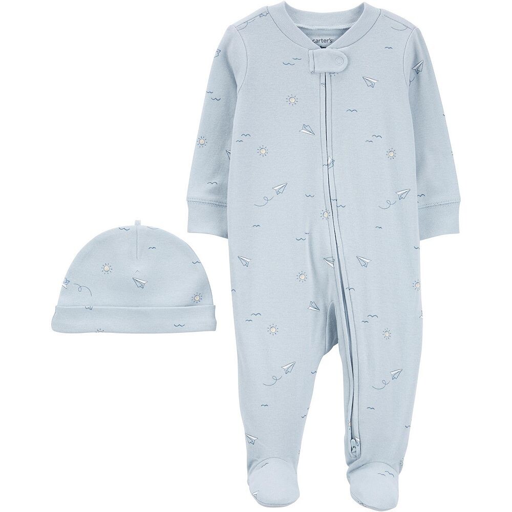 

синий самолетик Baby Carter's, комплект из 2 предметов для сна и игр и шапочки, цвет Blue Paper Airplane