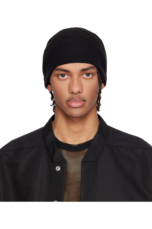 

Вязаная шапка с ребристой отделкой Temple Rick Owens, черный