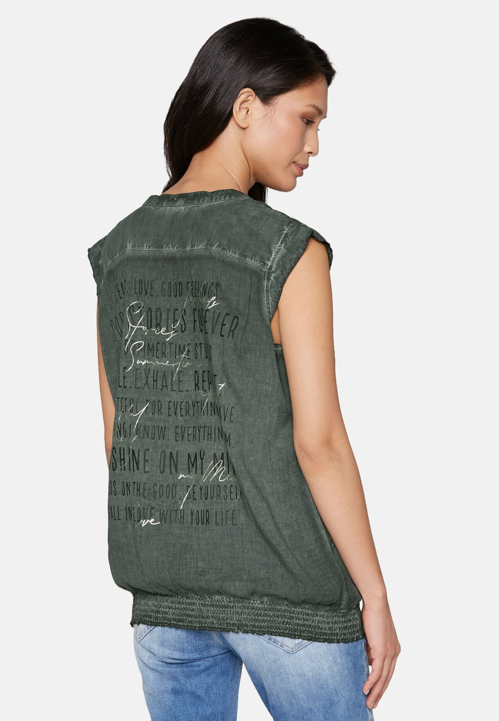

Блуза MIT GESMOKTEM SAUM UND RÜCKENPRINT - Top Soccx, зеленый