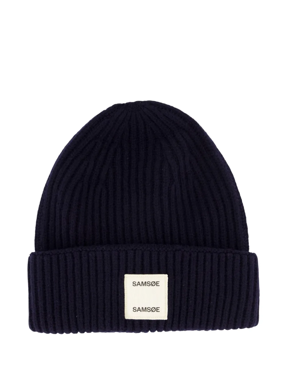 

Шерстяная вязаная шапка в рубчик SAMSOE SAMSOE, синий