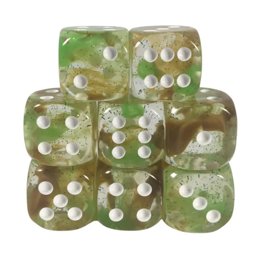 

d6 18-мм круг друида с белым (12), Class & Creature Dice - d6 Sets