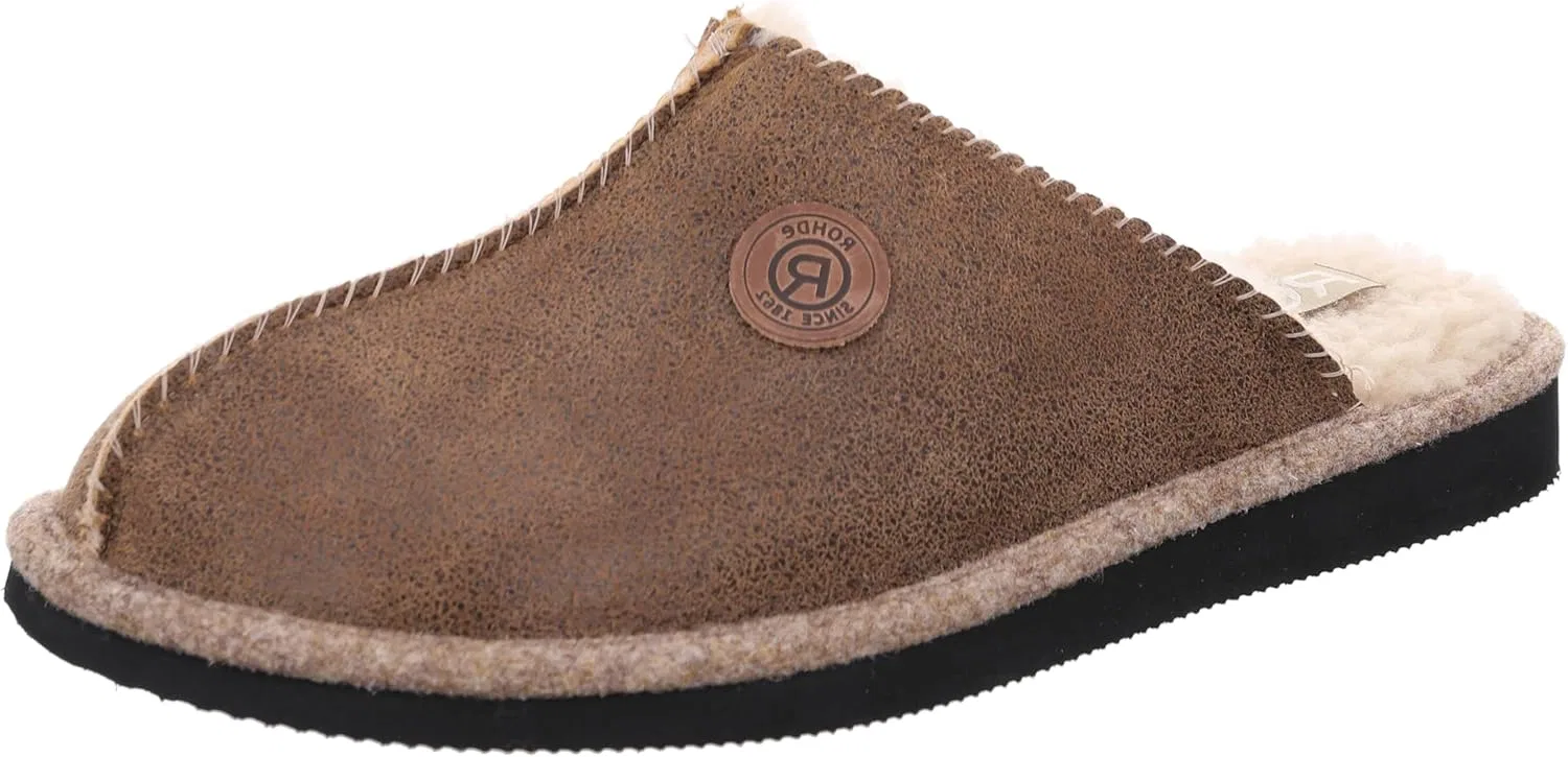Мужские тапочки Rohde Sondrio 7126 из двухсторонней овечьей кожи, Brown