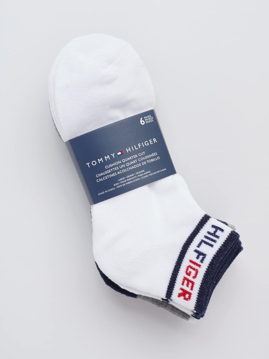 Спортивные носки для мальчиков Tommy Hilfiger - носки Performance Cushion Quarter Cut (6 шт.), White Assorted — фото 3