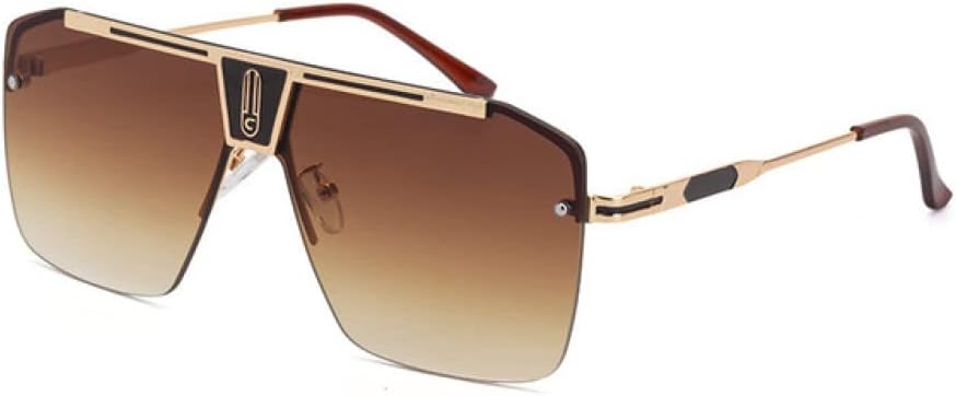 

Квадратные солнцезащитные очки без оправы для мужчин, модные солнцезащитные очки, классические роскошные очки для женщин, защита от ультрафиолета UV400 generic, Gold Tea