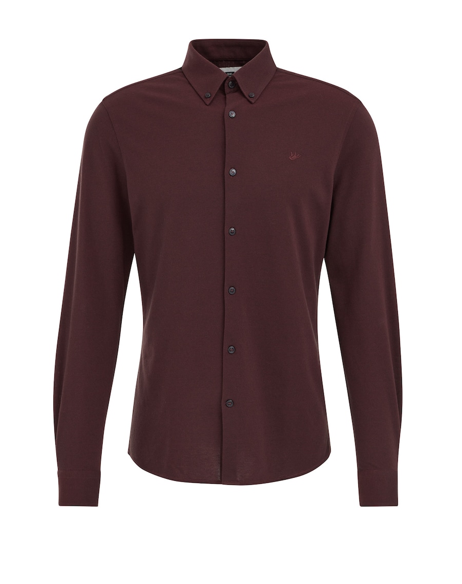 

Рубашка Slim Fit на пуговицах WE Fashion, баклажановый