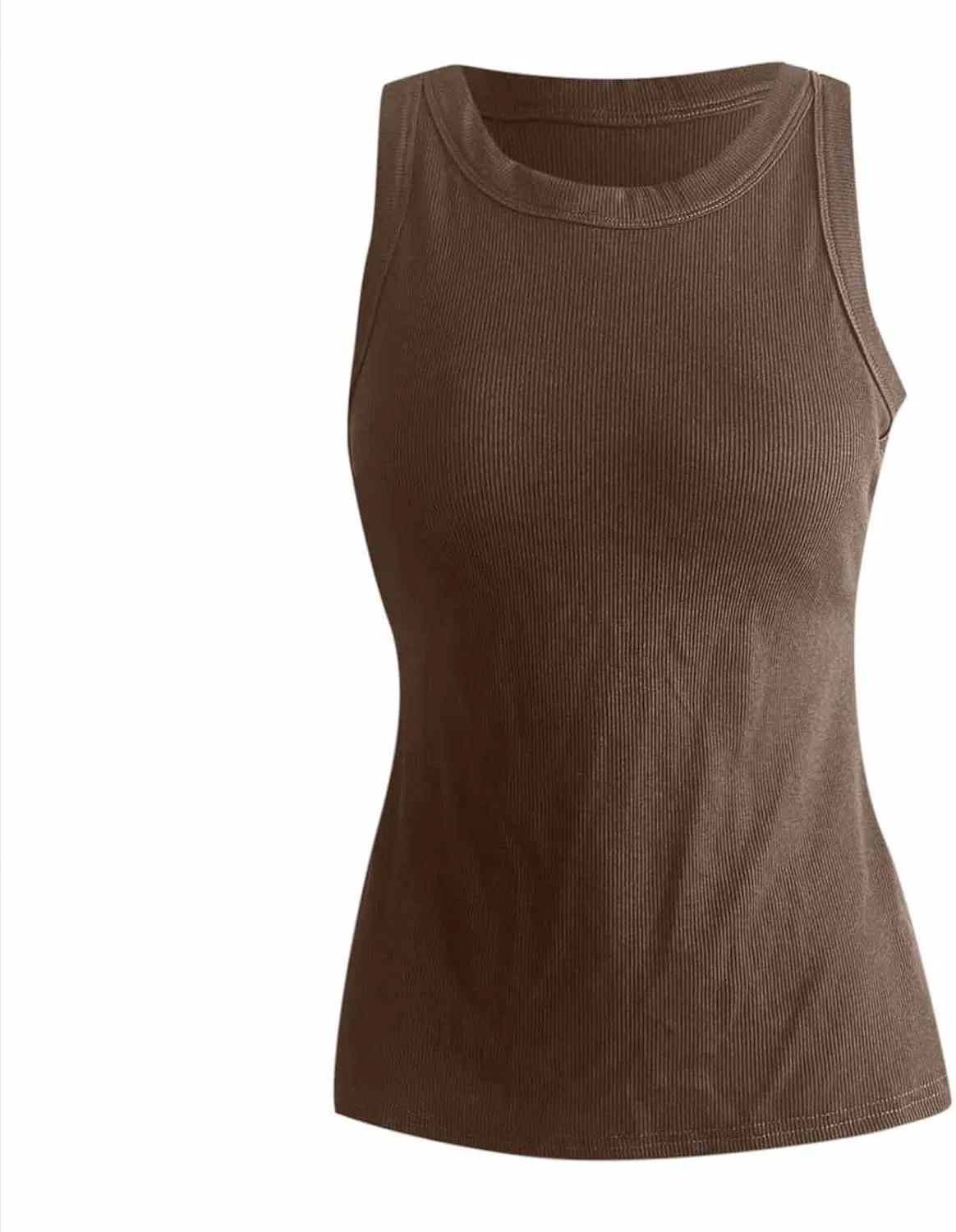 Топ с встроенным бюстгальтером Ribbed Tank Tops, Z Brown — фото 4