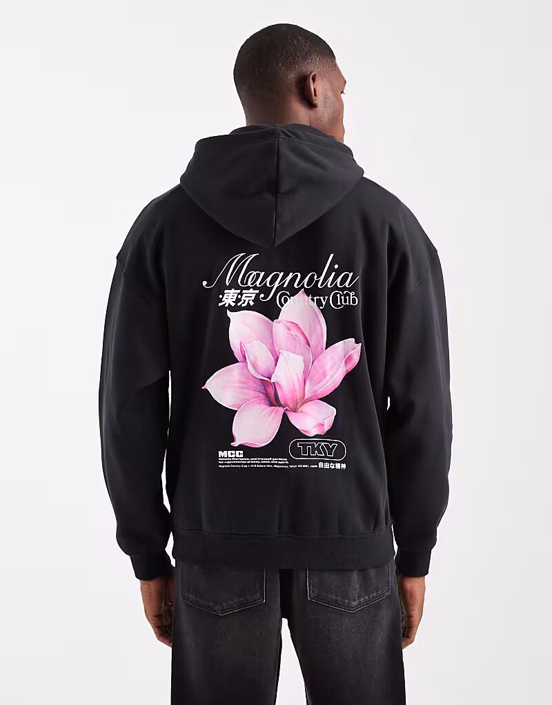 

Толстовка & SONS винтажного кроя с цветочным принтом на спине черного цвета Only & Sons, Черный, Толстовка & SONS винтажного кроя с цветочным принтом на спине черного цвета Only & Sons