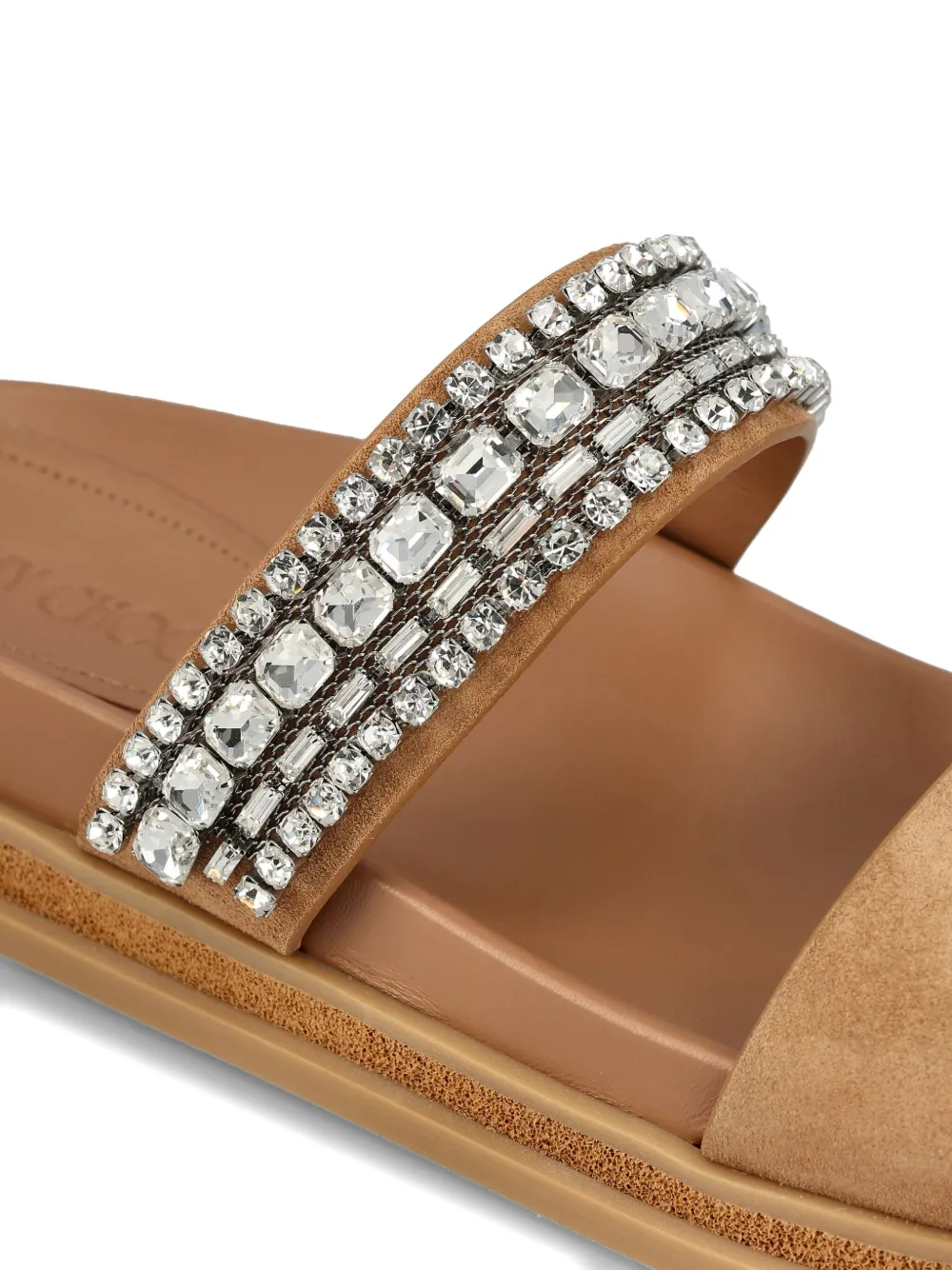 Босоножки на плоской подошве с украшением из кристаллов JIMMY CHOO, нейтральный — фото 3