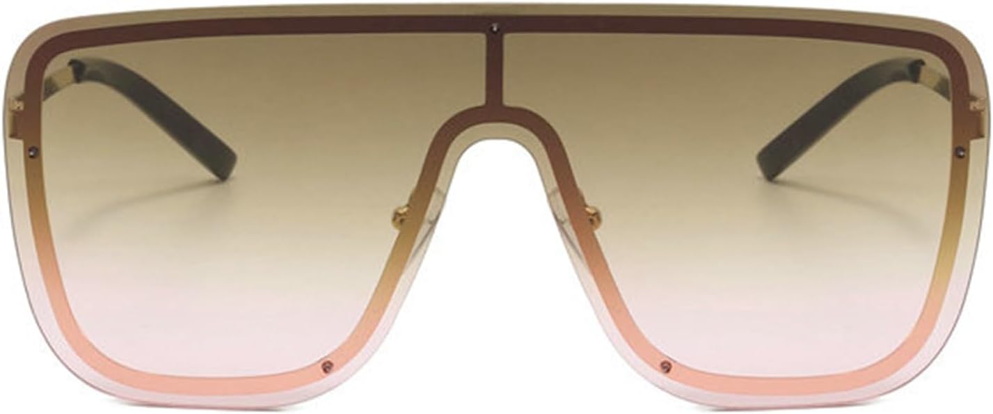 

Солнцезащитные очки Willochra Square Oversized для женщин и мужчин, большие, с плоской верхней частью, в стиле ретро, ​​модные, в форме щита, большие солнцезащитные очки, Brown Pink