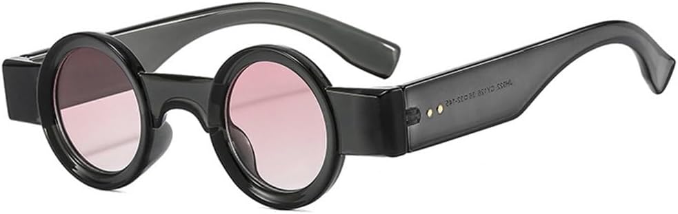 

Модные маленькие круглые солнцезащитные очки для женщин в стиле ретро с прозрачными линзами цвета океана, солнцезащитные очки UV400 для мужчин, трендовые панк-очки с заклепками HHZZYVY, Gray Pink Gradient