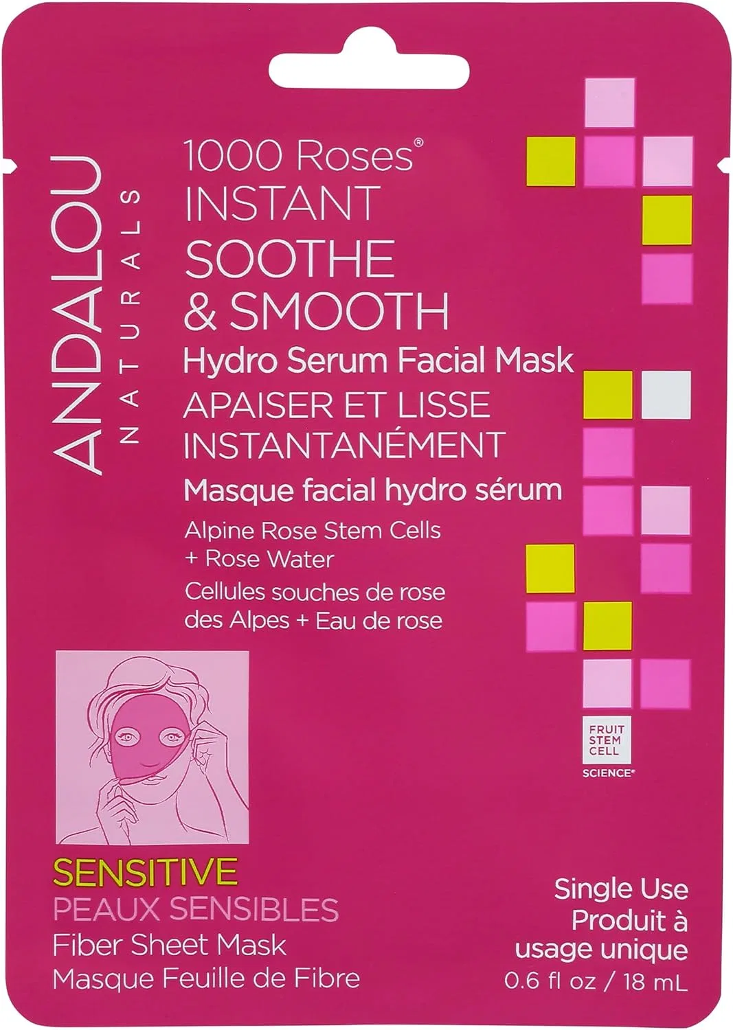 Тканевая маска Andalou Naturals — Успокаивающая 1000 Roses, , .6 унц, 17 мл