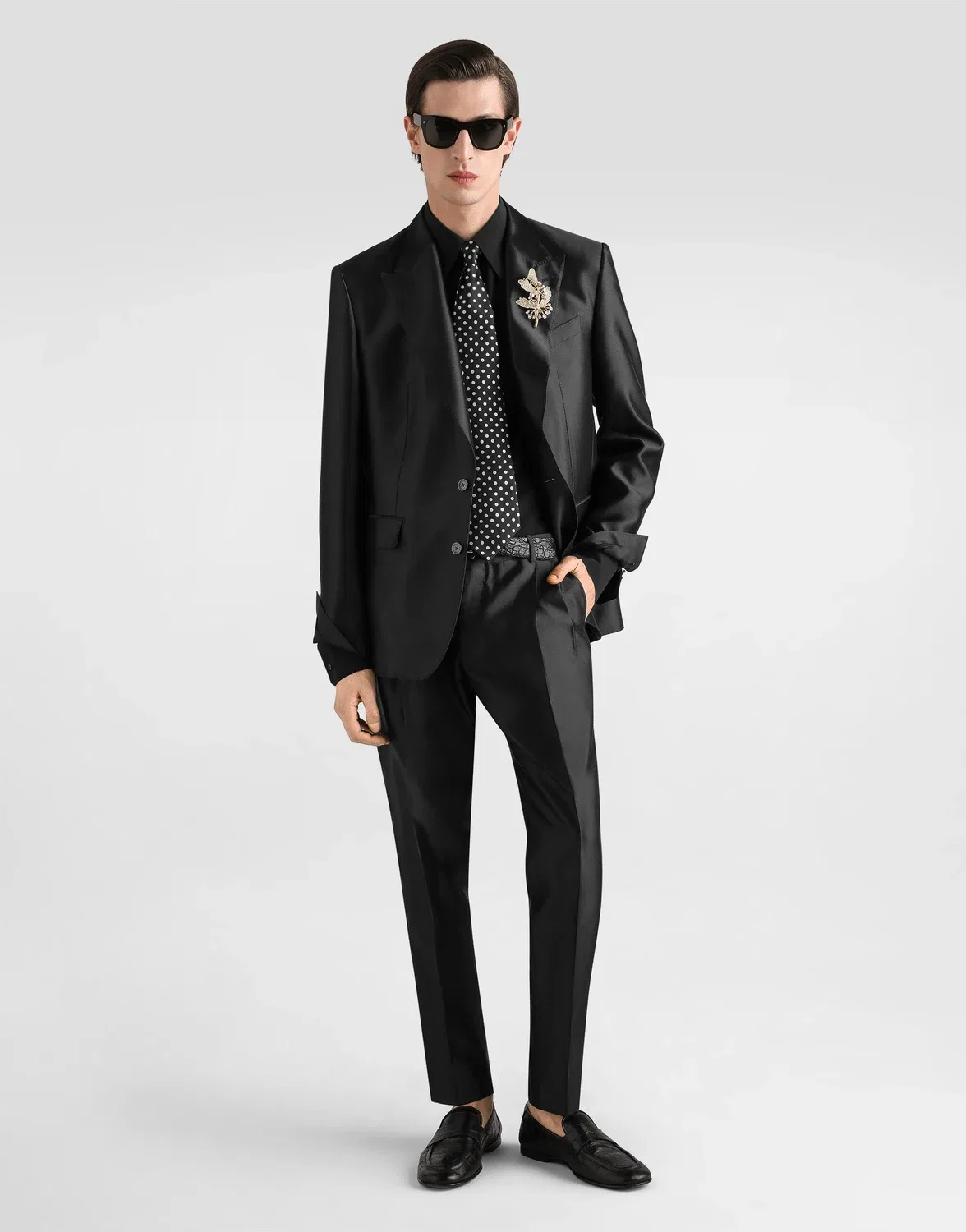 Брюки из шелка микадо шантунг Dolce & Gabbana, черный — фото 2