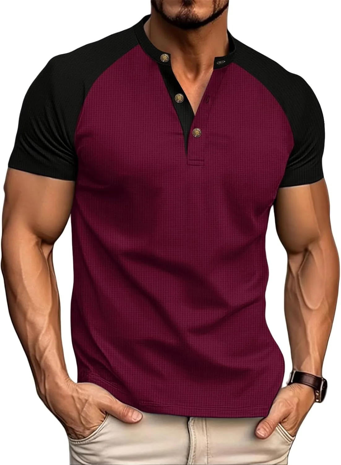 

Мужская футболка Henley Slim Fit с регланными рукавами CHXLQQX