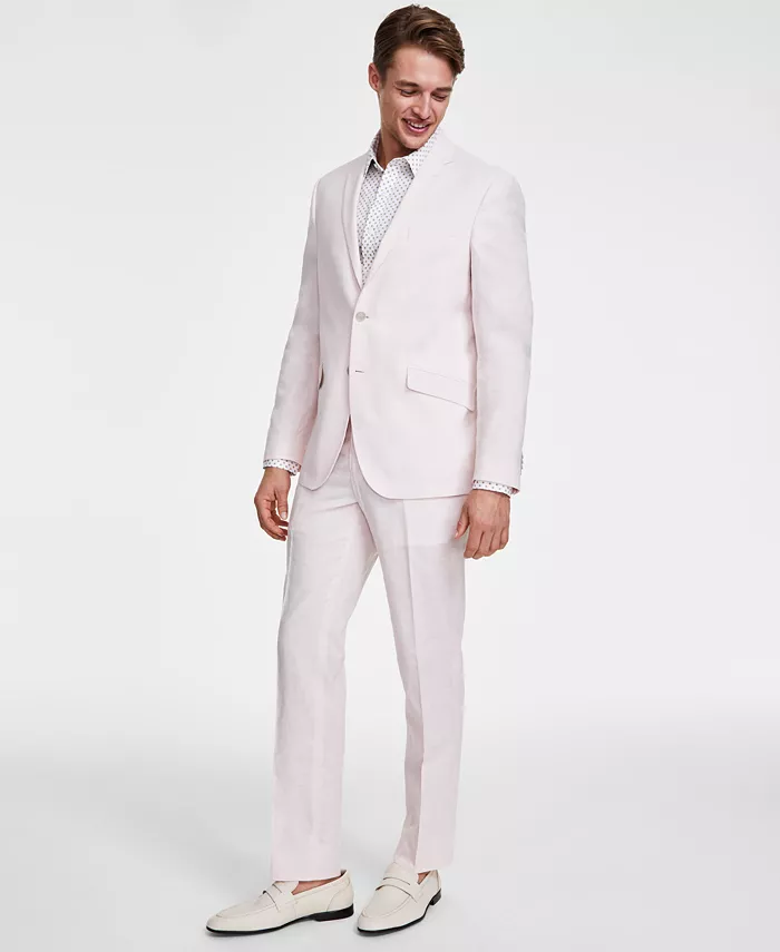 

Мужской костюм Slim-Fit из эластичного льна Kenneth Cole Reaction, розовый
