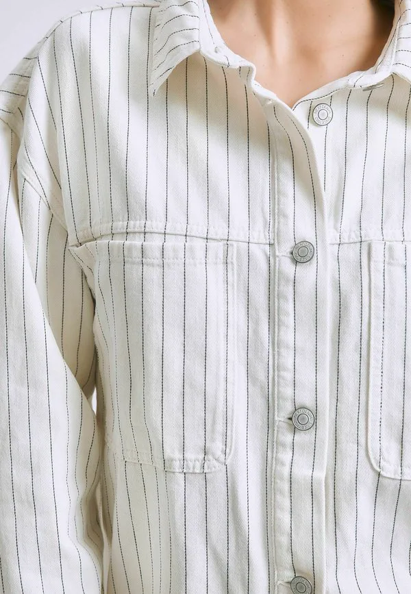 Блузка на пуговицах, облегающего кроя Next, White Stripe — фото 4