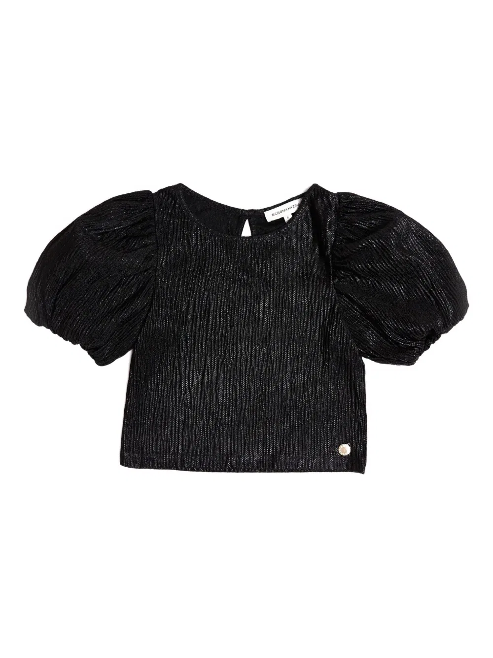 Металлизированный топ с пышными рукавами Bcbg Kids, черный