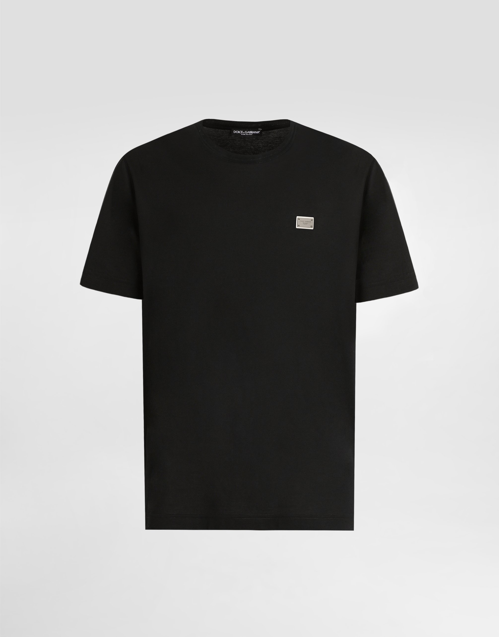 

Хлопковая футболка с биркой Dolce & Gabbana, черный