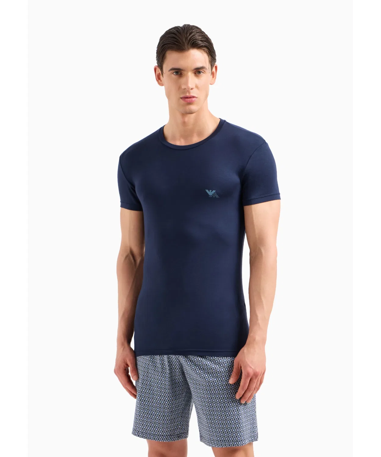 Футболка Emporio Armani ASV slim fit лонжвеар 2 шт. набор эко-вискоза темно-синий — фото 3