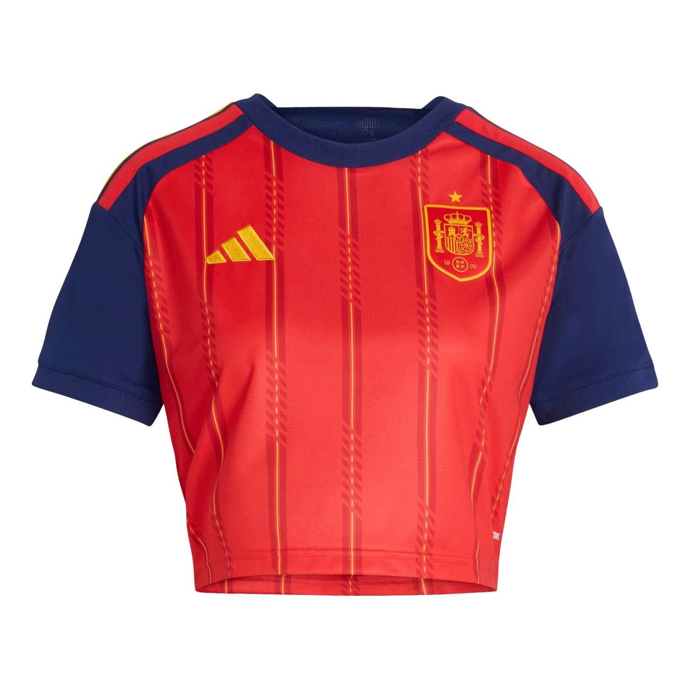 

(WMNS) Укороченная домашняя футболка Adidas сборной Испании, 26-й номер, цвет «Ярко-красный»