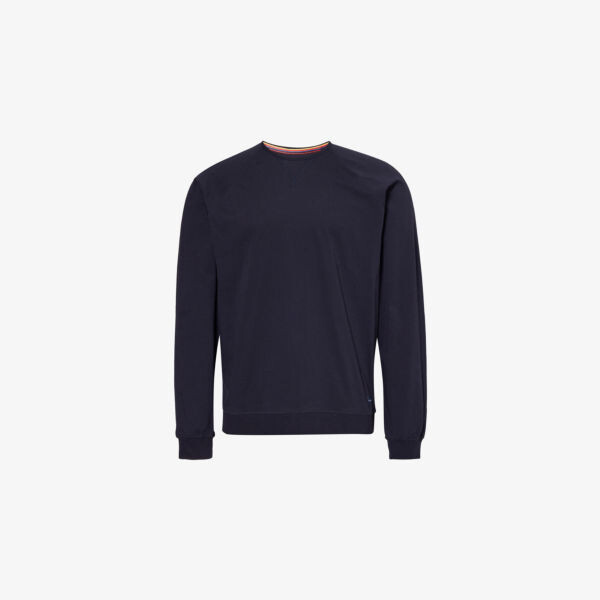 

Футболка из хлопкового джерси с длинными рукавами и круглым вырезом Paul Smith, синий