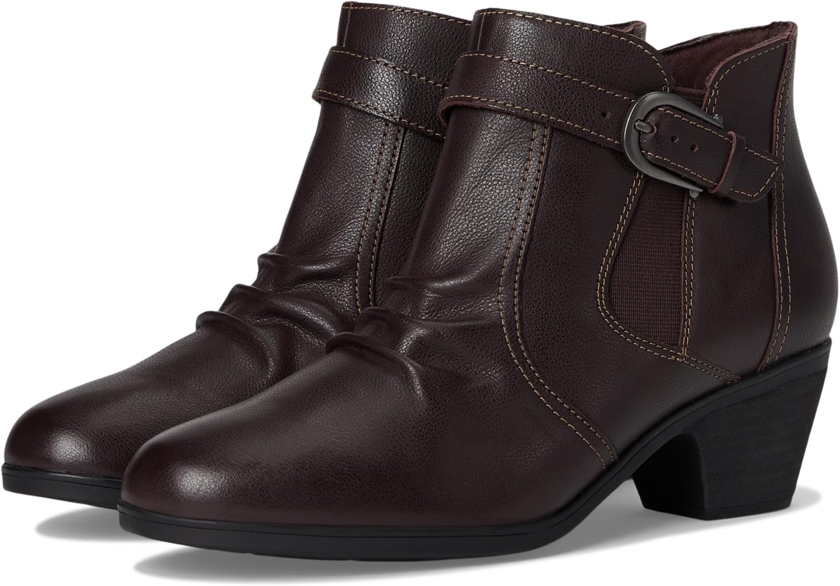 Ботинки женские челси Clarks Emily 2 Opal на каблуке с пряжкой, темно-коричневый