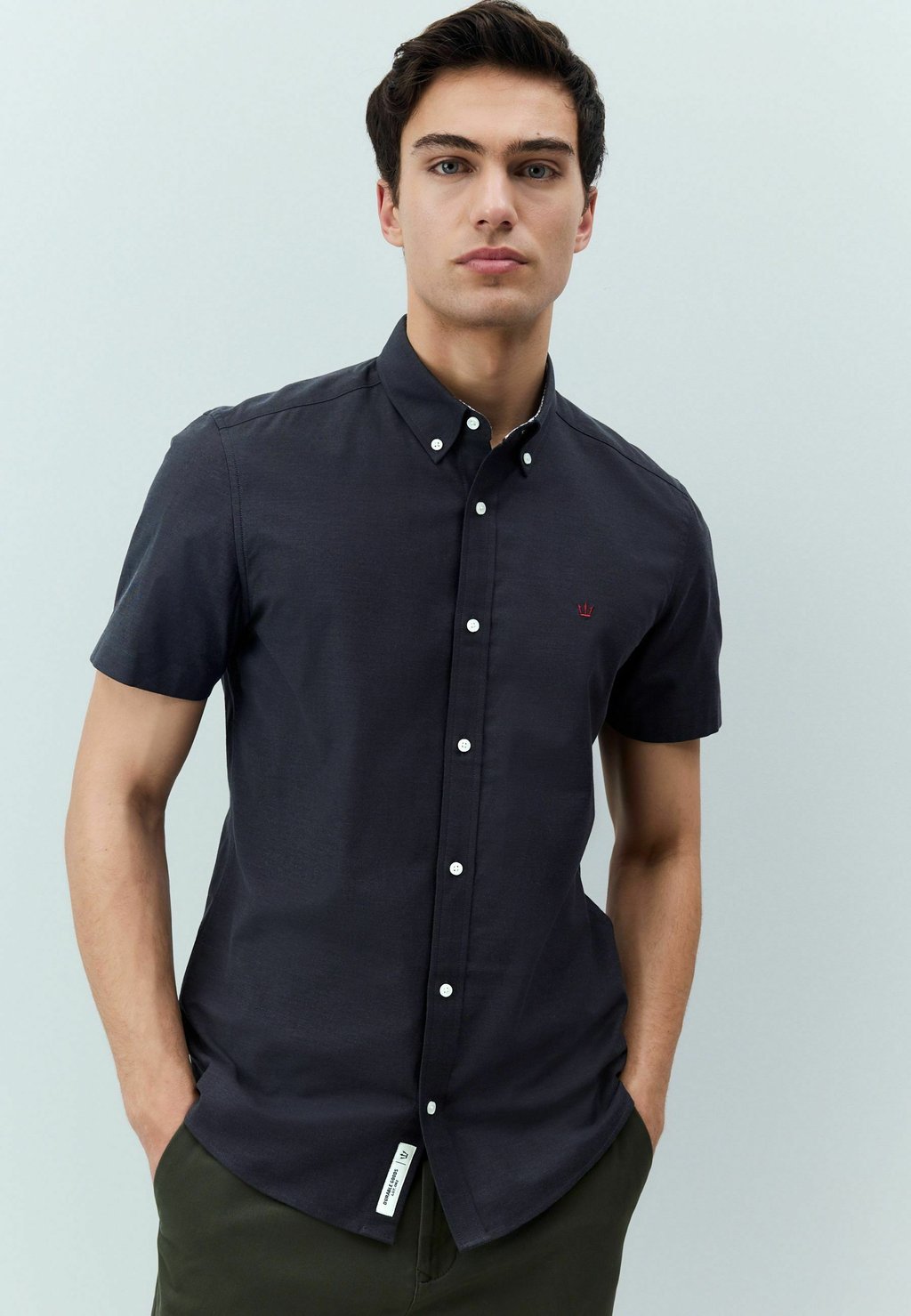 

Рубашка REGULAR FIT - STRETCH OXFORD SHORT SLEEVE Next, серый