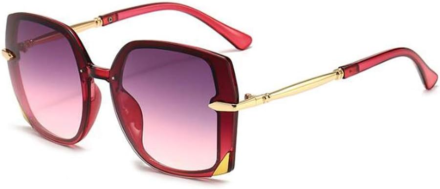 

Женские модные солнцезащитные очки с крупными металлическими дужками, градиентным прозрачно-коричневым дизайном (оправа цвета «чайная» с двойными чайными дужками) SLCHJXS, Purple