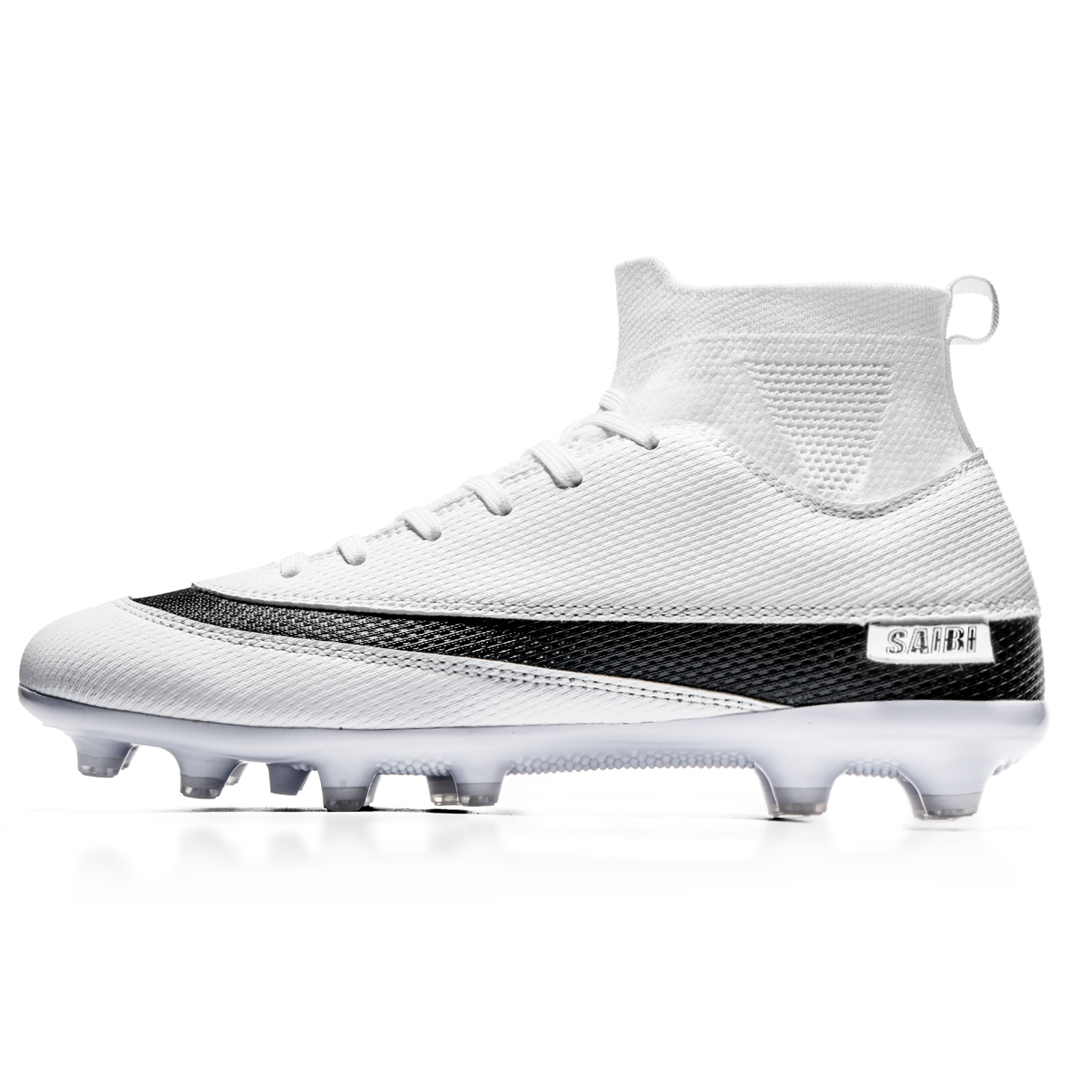

Saibi Противоскользящие дышащие футбольные бутсы с влагоотводящим эффектом унисекс 2501 белые с длинными шипами, цвет 2501 White-Long Stud