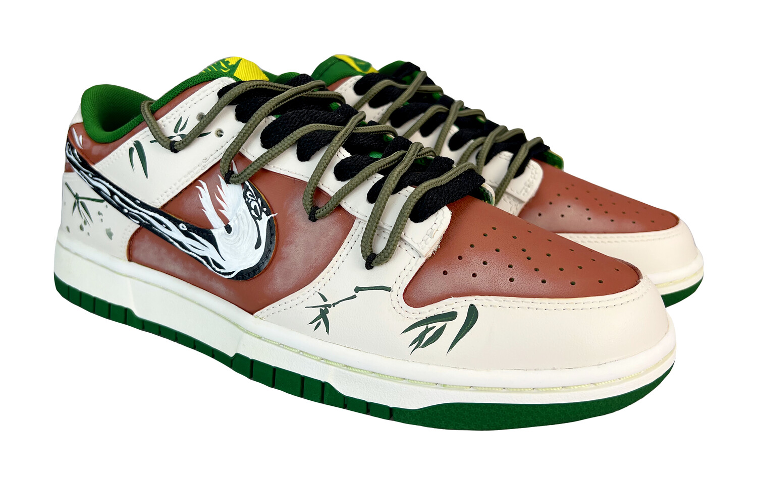 

Кроссовки Nike Dunk Skateboarding Shoes Men Low-top Beige/Red//Green, зеленый