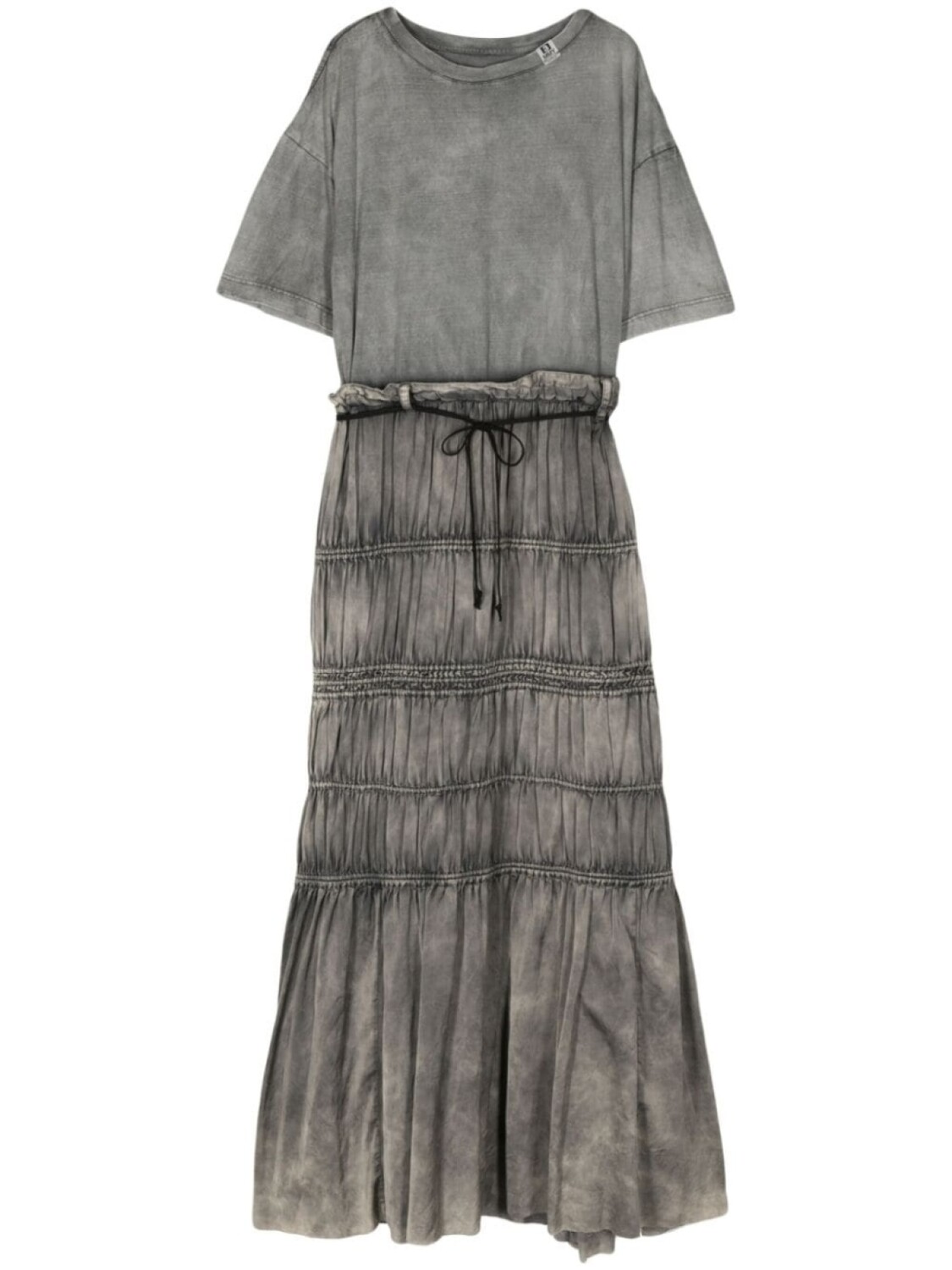 

Ярусное платье-футболка макси Maison Mihara Yasuhiro, черный, Серый, Ярусное платье-футболка макси Maison Mihara Yasuhiro, черный