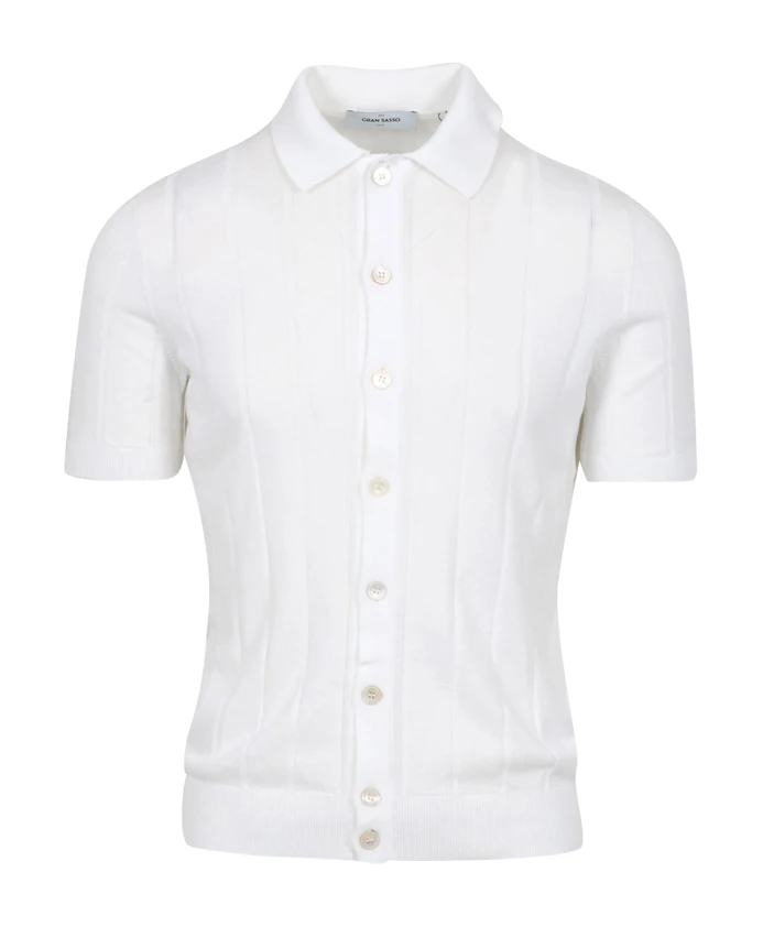 

Белая хлопковая рубашка-поло в рубчик Gran Sasso, белый