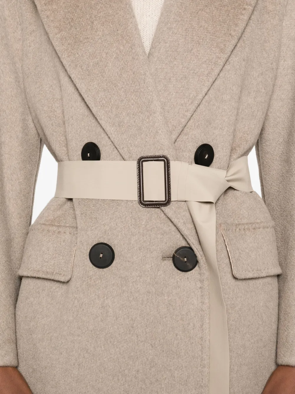Пальто из кашемира с поясом Max Mara, нейтральный — фото 4