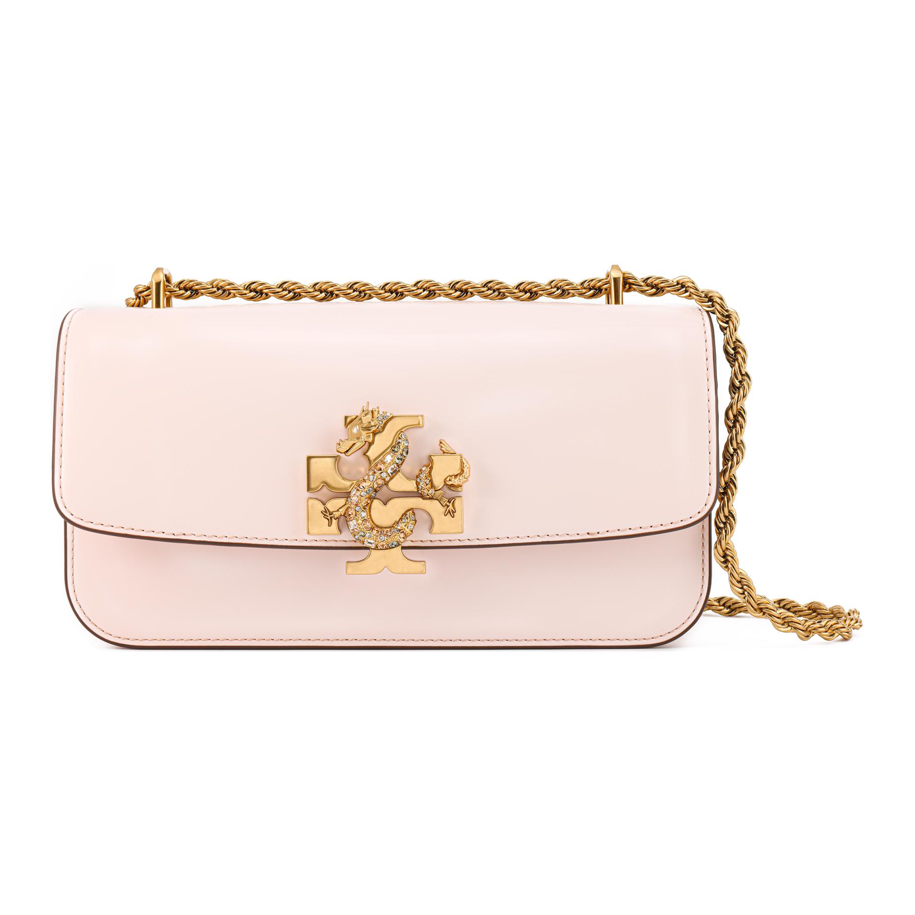 

TORY BURCH Сумка багет Eleanor из коровьей кожи, женская маленькая сумка через плечо светлого розового цвета