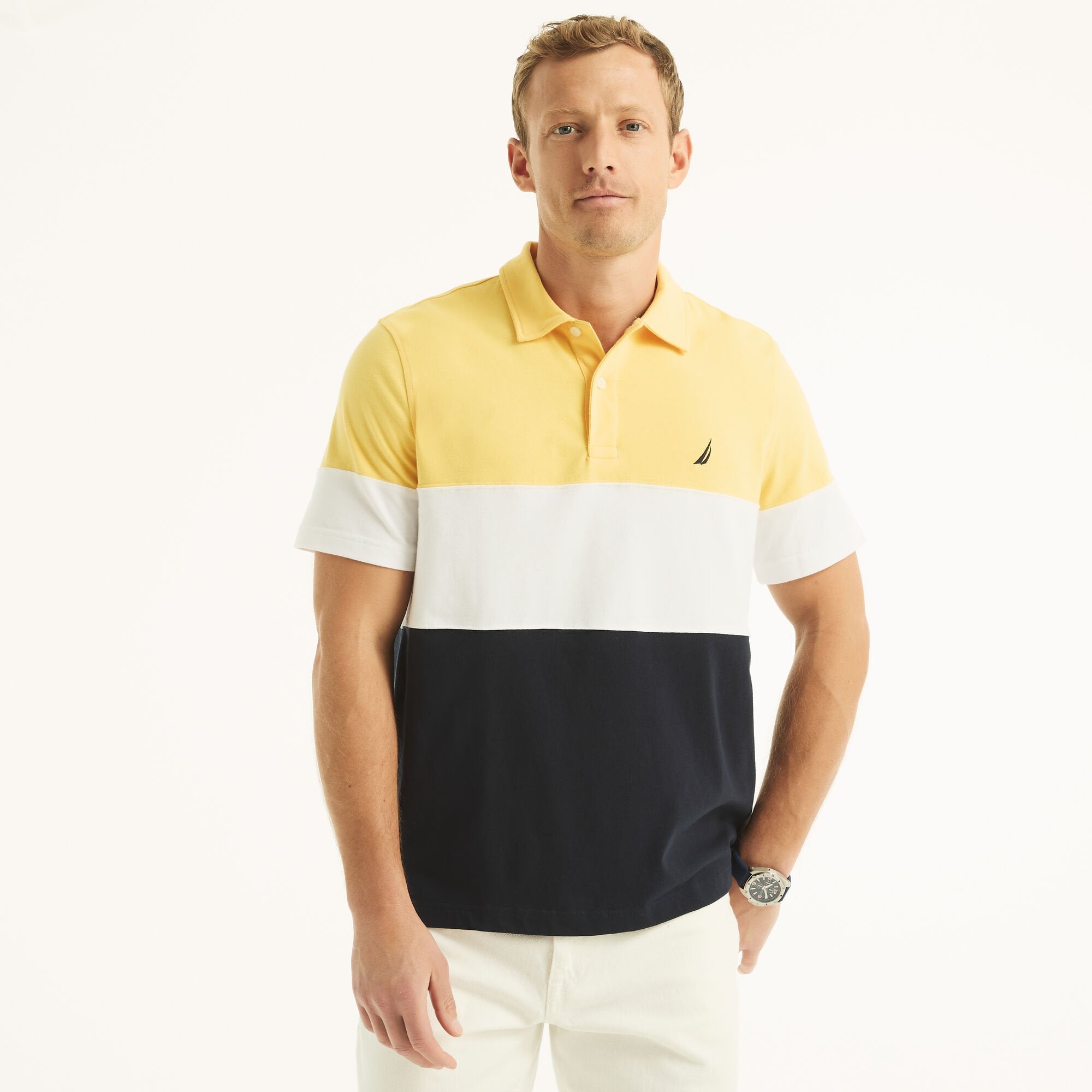 

Мужское поло Nautica Classic Fit Colorblock, цвет light mimosa