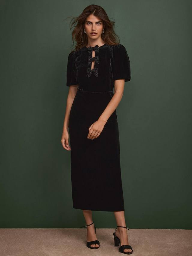 

Платье миди с бархатным бантом Mint Velvet, Black