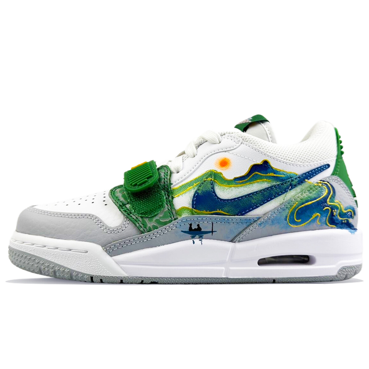 Кроссовки Jordan Legacy 312 Vintage Basketball Shoes Women's Low-top Green, белый/серый/зеленый — фото 2