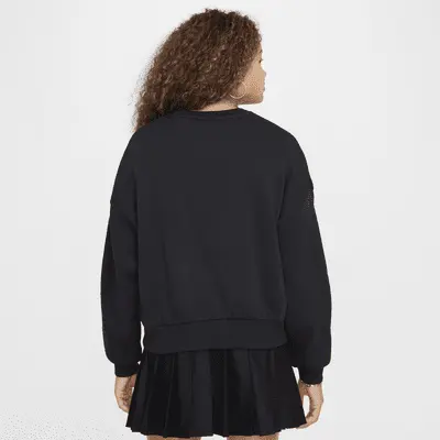 Толстовка Nike Sportswear Club Fleece Girls' Boxy Crew-Neck Sweatshirt, черный/белый — фото 2