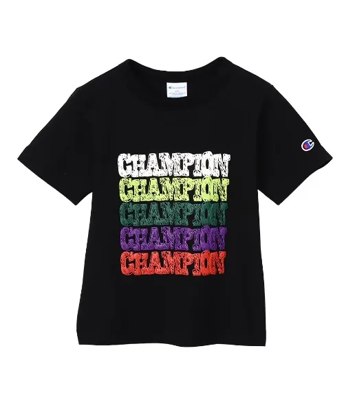 Детская футболка Champion SHORT SLEEVE T-SHIRT с принтом чёрная