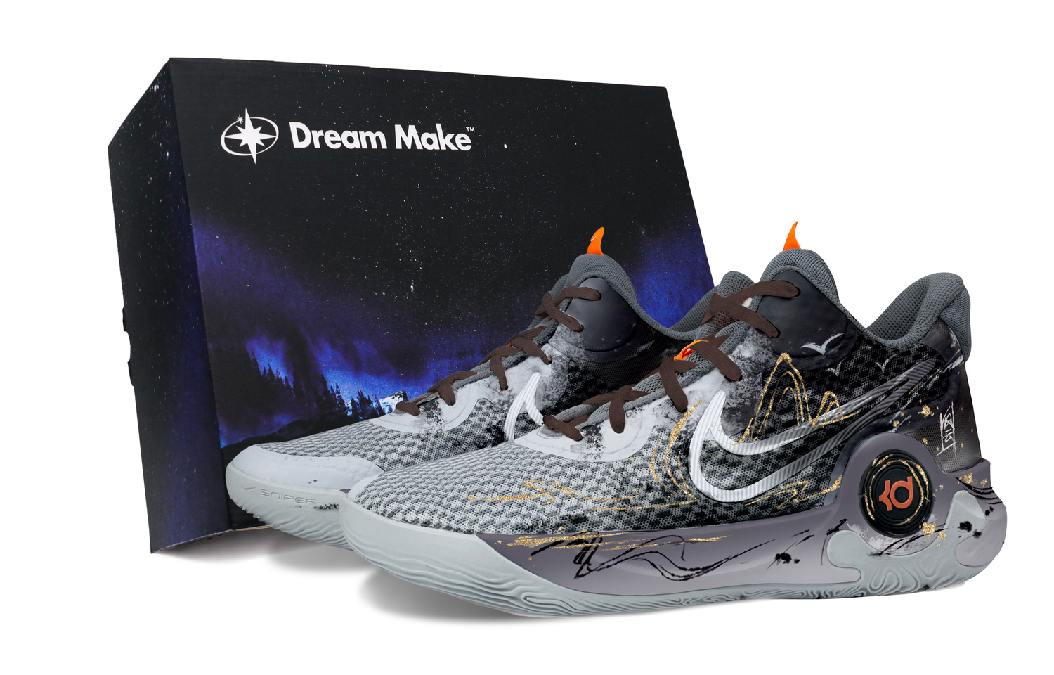 

Nike Кроссовки баскетбольные KD Trey 5 IX унисекс мидтоп черный/золотой/серый, цвет Black