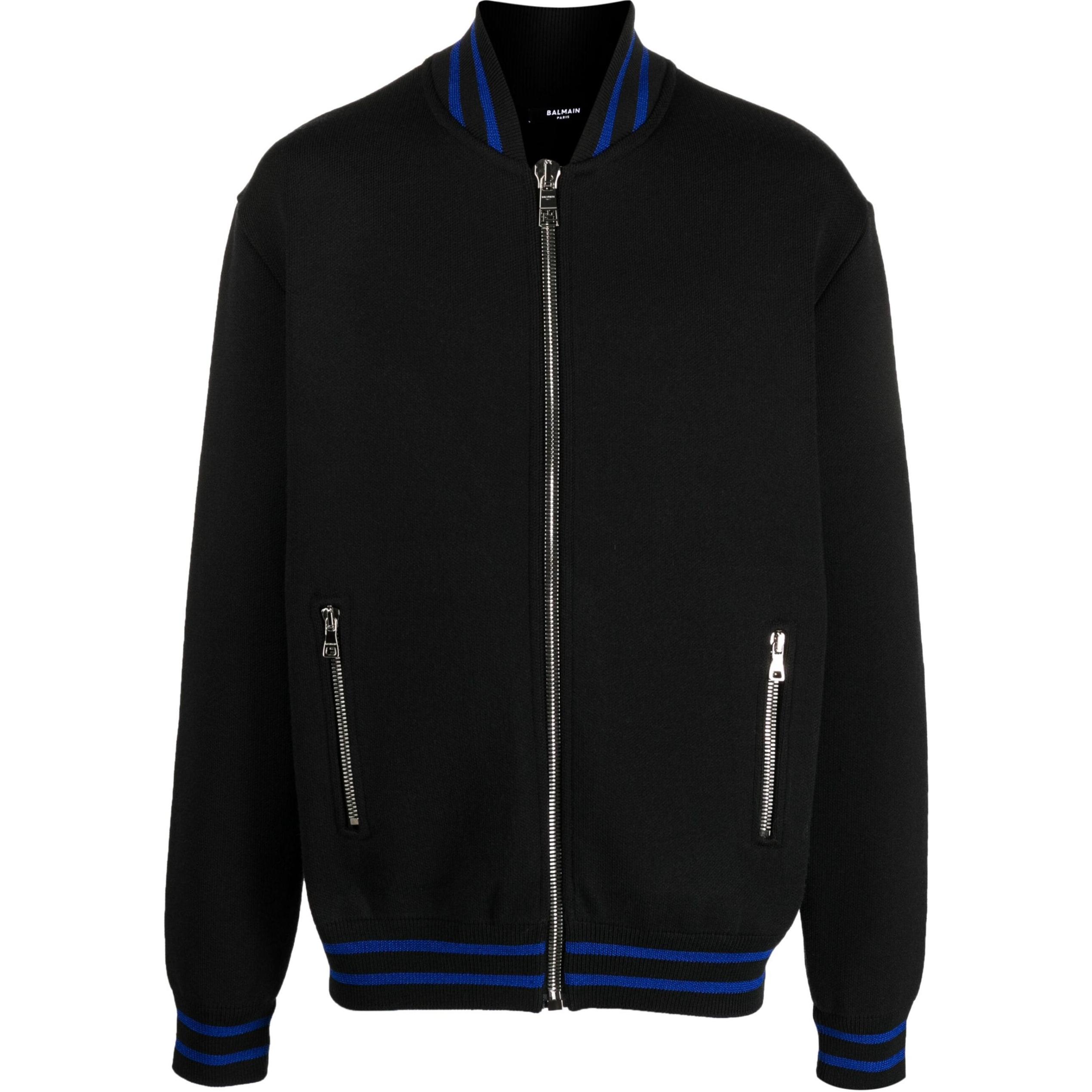 

BALMAIN Застёгивающийся на молнию вязаный джемпер, Black
