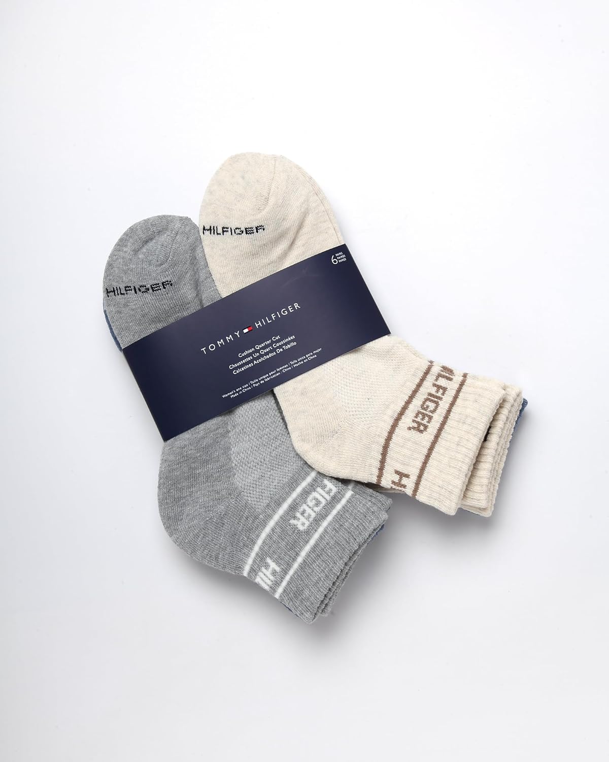 Женские носки Tommy Hilfiger Flag Sport Cushion Short Crew Socks, 6 пар, Oatmeal Heather — фото 3