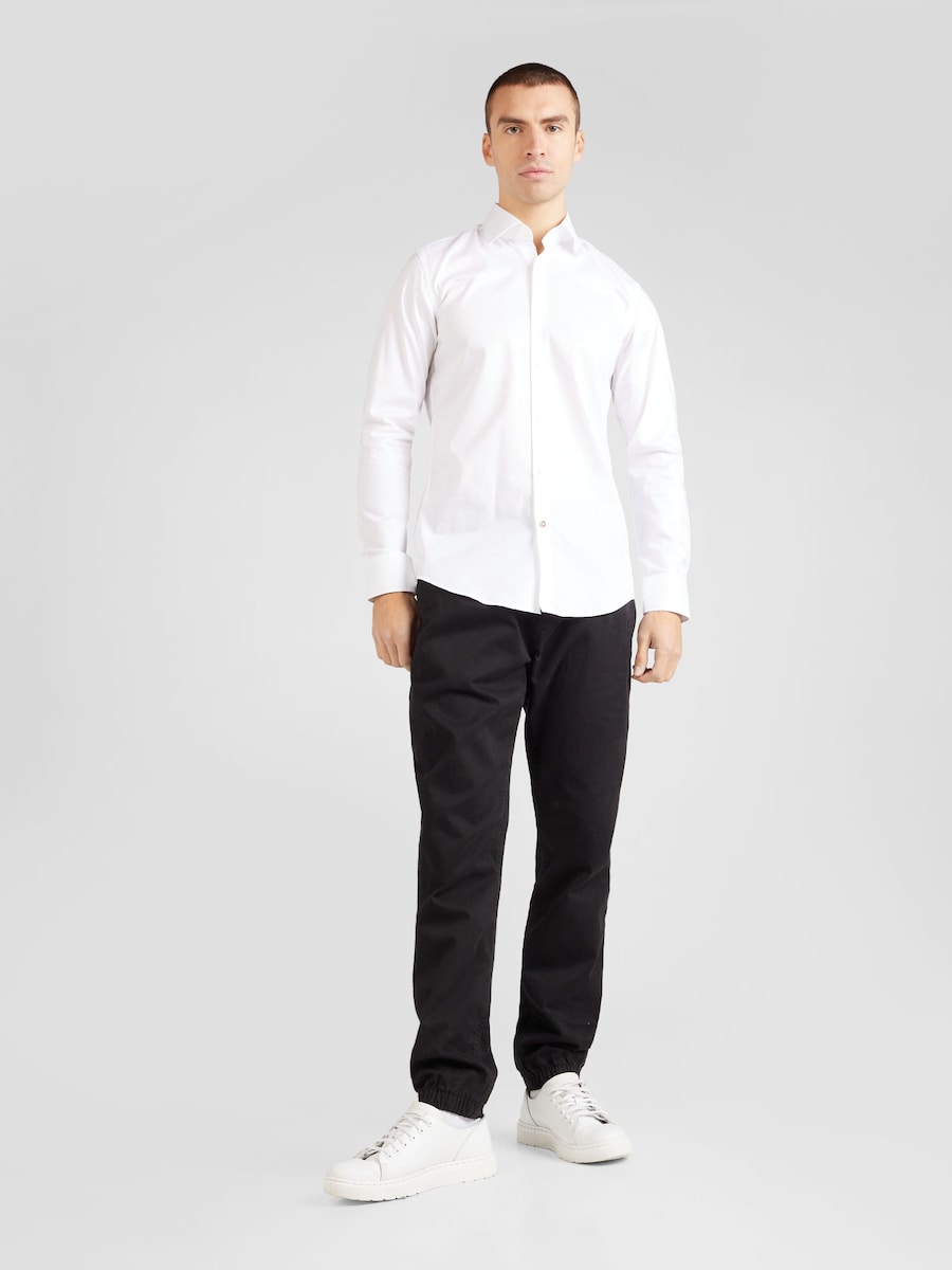 Рубашка Slim Fit на пуговицах BOSS Hank, от белого — фото 4
