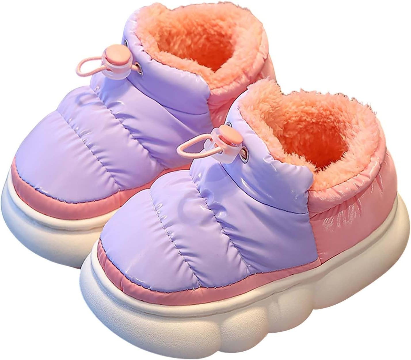 

Детские зимние сапоги для девочек и мальчиков, противоскользящие, теплые, до щиколотки, для малышей/детей младшего возраста, с нескользящей подошвой Generic, фиолетовый