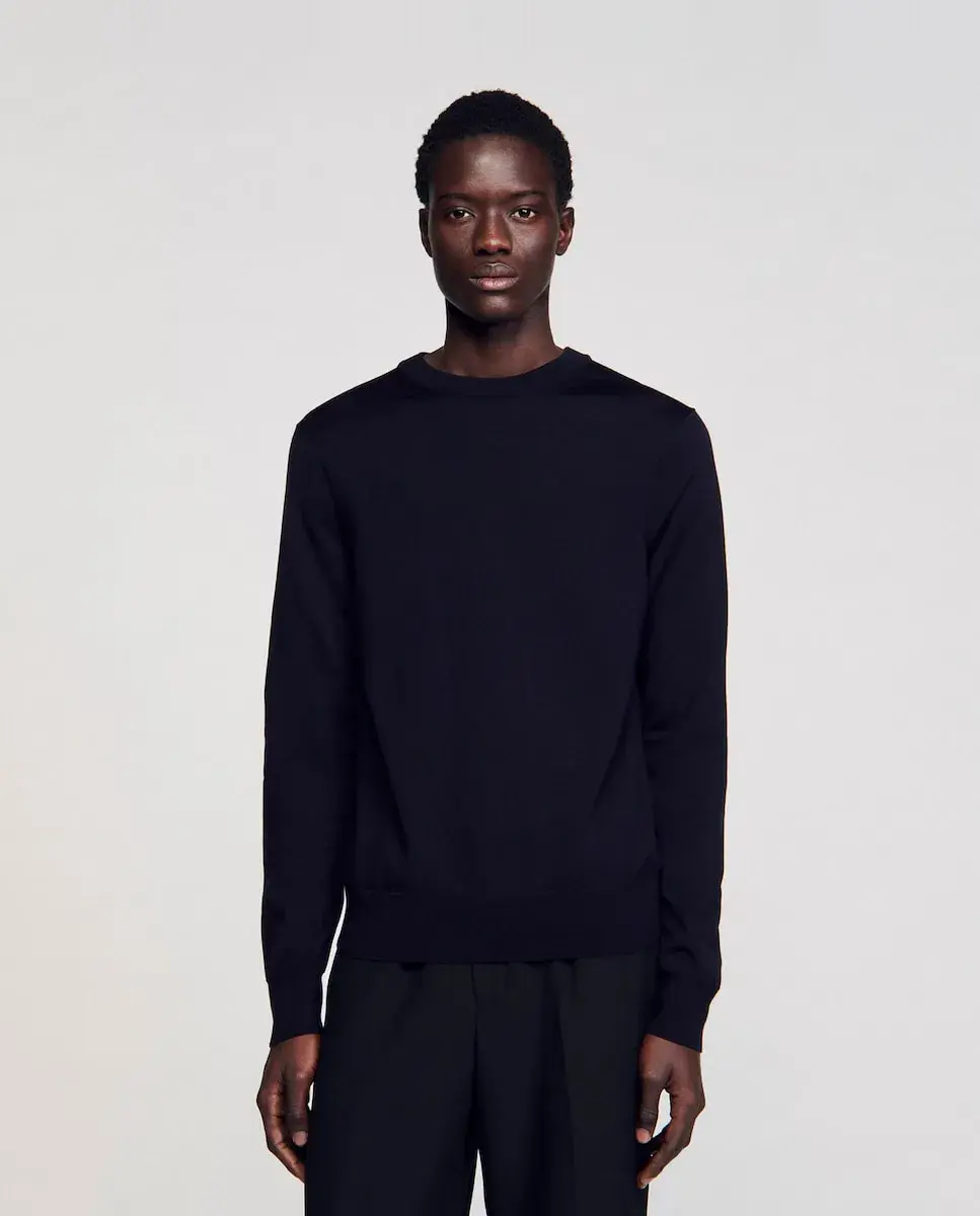 

Мужской шерстяной джемпер Sandro, темно-синий